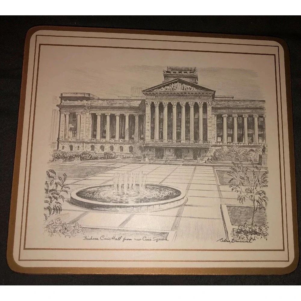 Set 5 PIMPERNEL‎ PLACEMATS CEDRIC EMANUEL PEN INK PRINTS AUSTRALIAN ARCHITECTURE